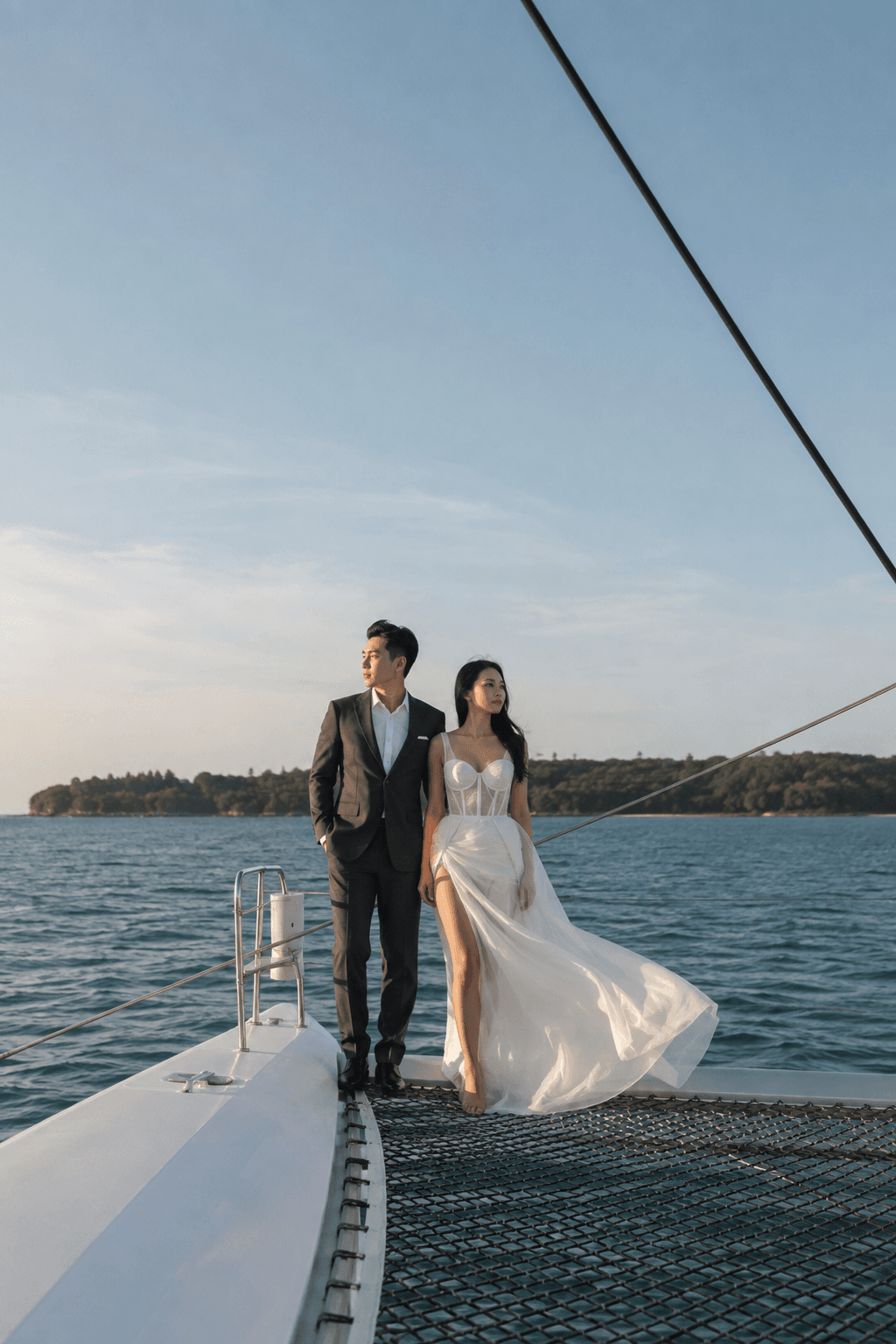 Ricky and Fellycia on a sailboat